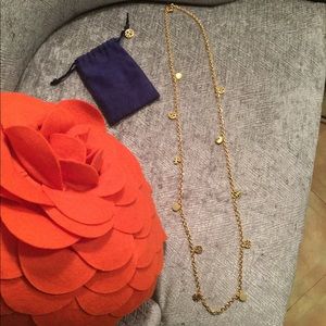 Tory Burch *Gold* Logo Charm Rosary Necklace